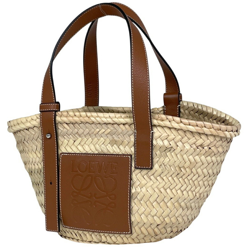 Loewe Basket Bag Anagram Palm Leaf Handbag Raffia Natural